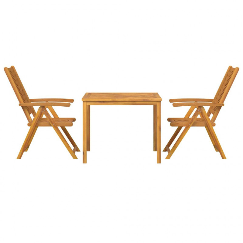Zestaw do jadalni w ogrodzie 3 pcs Brązowy Lite Drewno Akacji