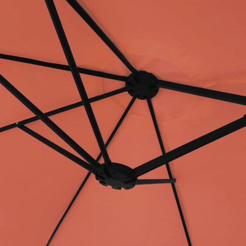 Podwójny parasol ogrodowy z LED, terakotowy, 449x245 cm
