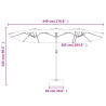 Podwójny parasol ogrodowy z LED, terakotowy, 449x245 cm