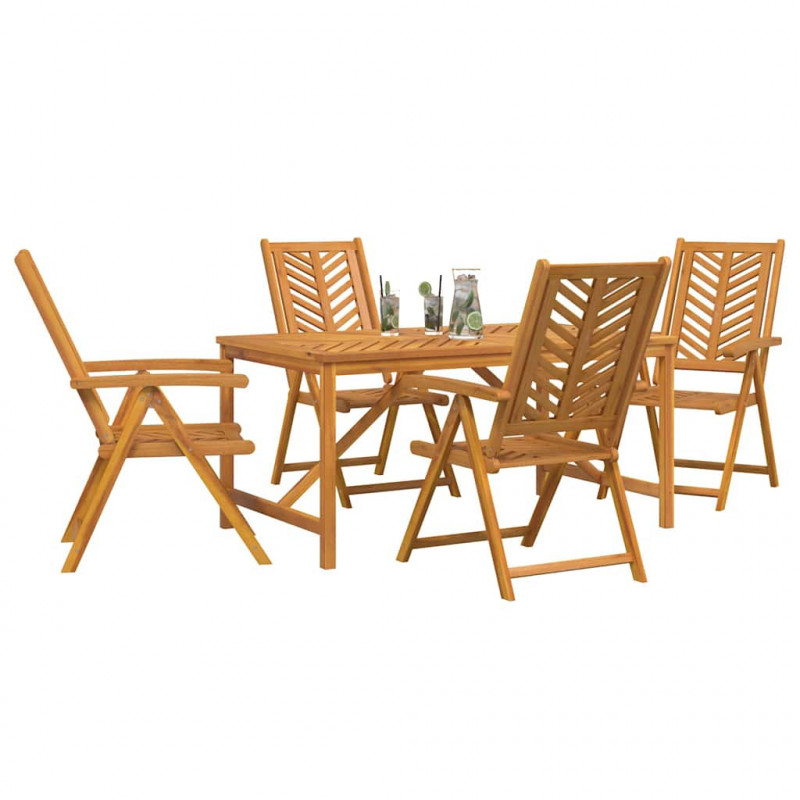 Zestaw do jadalni w ogrodzie 5 pcs Brązowy Lite Drewno Akacji