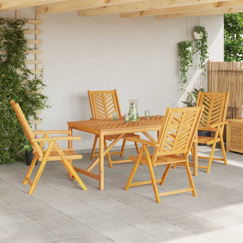 Zestaw do jadalni w ogrodzie 5 pcs Brązowy Lite Drewno Akacji