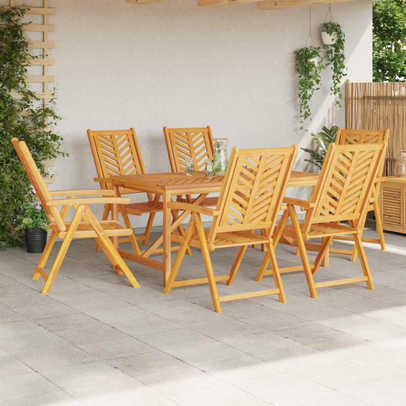 Zestaw do jadalni w ogrodzie 7 pcs Brązowy Lite Drewno Akacji