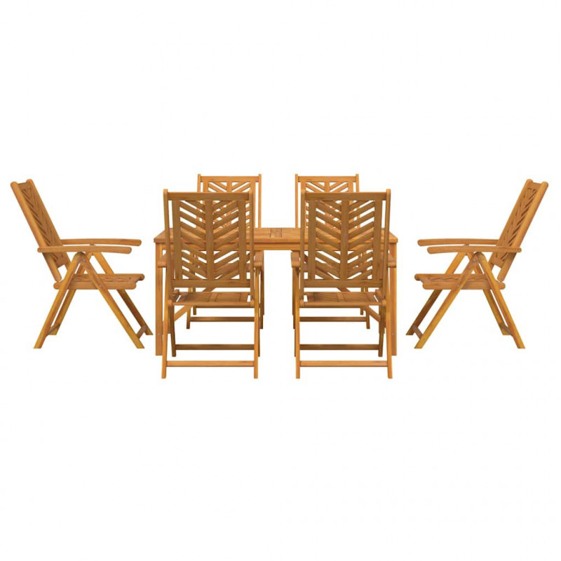 Zestaw do jadalni w ogrodzie 7 pcs Brązowy Lite Drewno Akacji