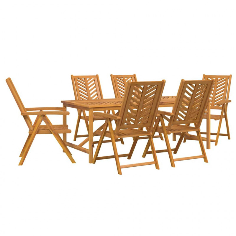 Zestaw do jadalni w ogrodzie 7 pcs Brązowy Lite Drewno Akacji