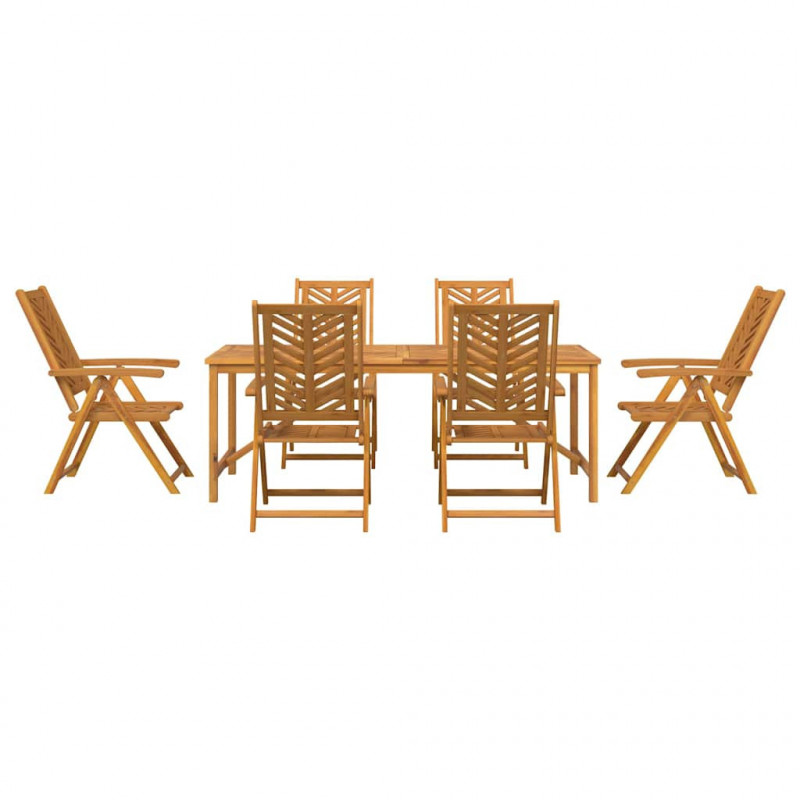 Zestaw do jadalni w ogrodzie 7 pcs Brązowy Lite Drewno Akacji