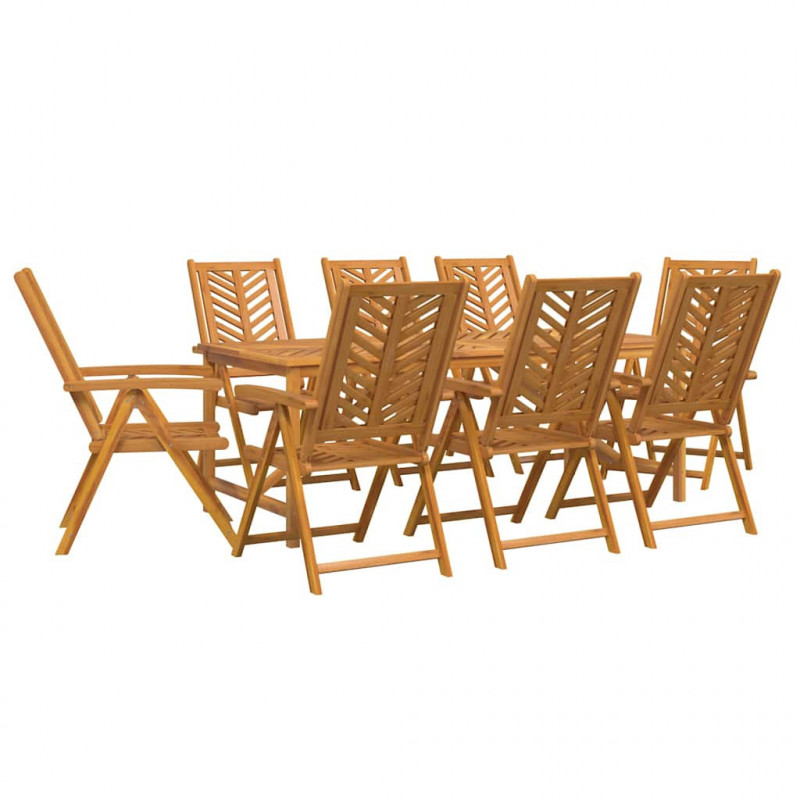 Zestaw do jadalni w ogrodzie 9 pcs Brązowy Lite Drewno Akacji