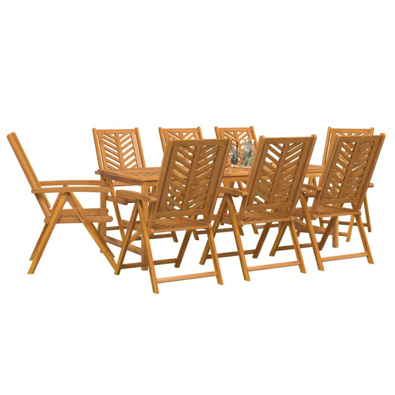 Zestaw do jadalni w ogrodzie 9 pcs Brązowy Lite Drewno Akacji