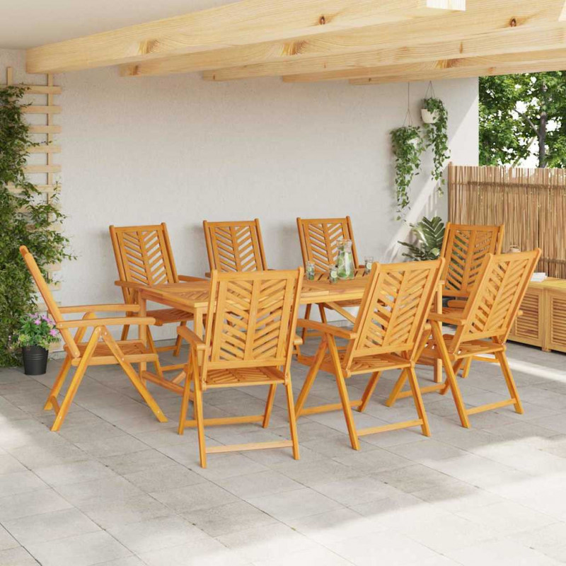 Zestaw do jadalni w ogrodzie 9 pcs Brązowy Lite Drewno Akacji