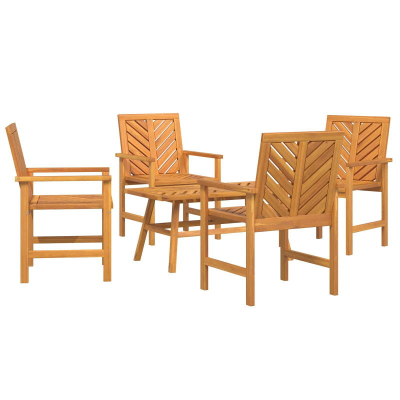 Zestaw wypoczynkowy w ogrodzie 5 pcs Brązowy Lite Drewno Akacji