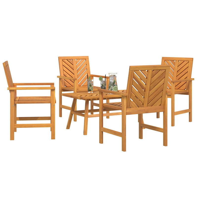 Zestaw wypoczynkowy w ogrodzie 5 pcs Brązowy Lite Drewno Akacji