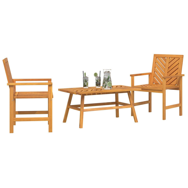 Zestaw wypoczynkowy w ogrodzie 3 pcs Brązowy Lite Drewno Akacji