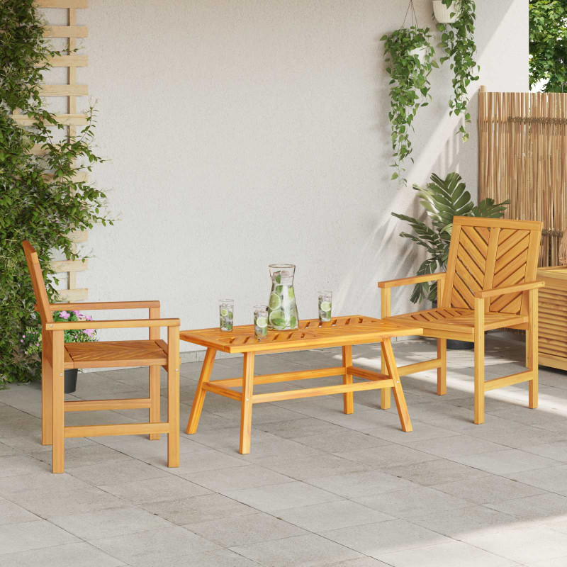Zestaw wypoczynkowy w ogrodzie 3 pcs Brązowy Lite Drewno Akacji