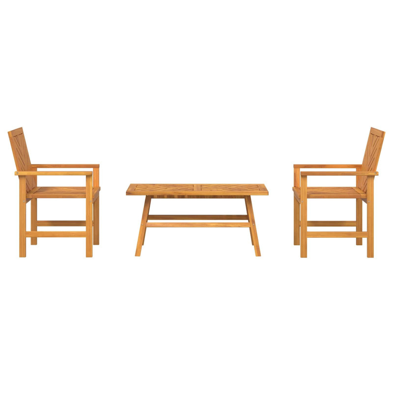 Zestaw wypoczynkowy w ogrodzie 3 pcs Brązowy Lite Drewno Akacji