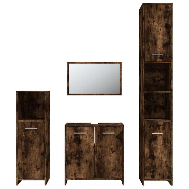 4-częściowy zestaw mebli łazienkowych, przydymiony dąb