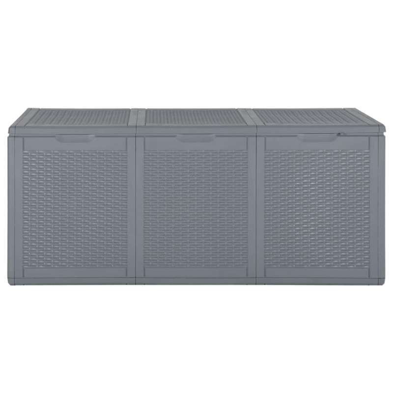 Skrzynia ogrodowa, szara, rattan PP, 270 L