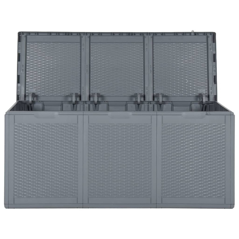 Skrzynia ogrodowa, szara, rattan PP, 270 L
