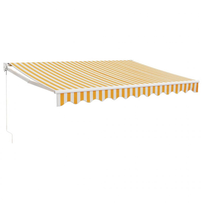 Zwijana markiza, żółto-biała, 3,5x2,5 m, tkanina i aluminium