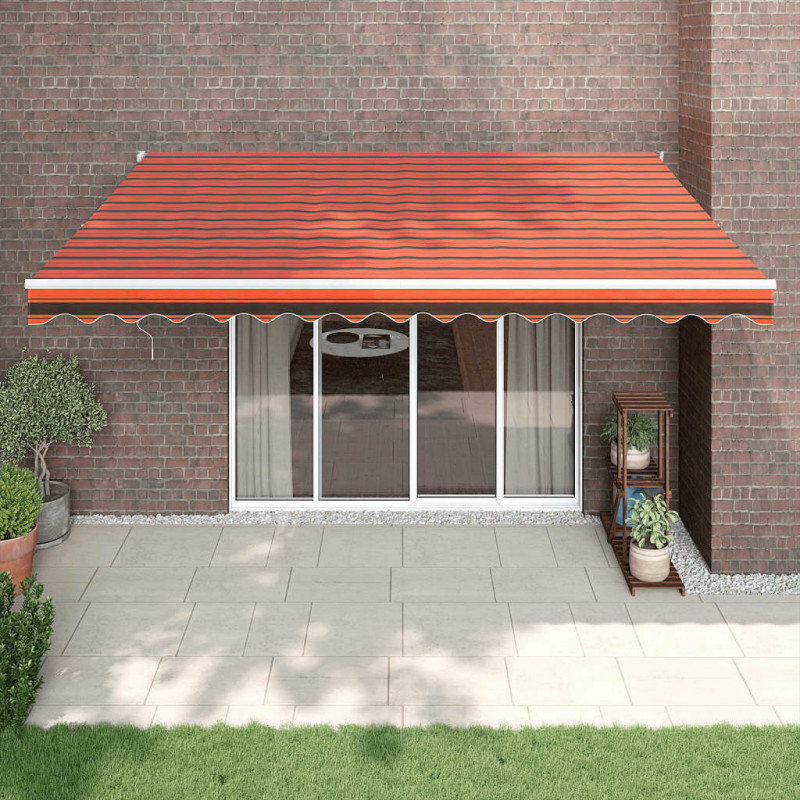 Zwijana markiza, pomarańcz i brąz, 4x3 m, tkanina i aluminium