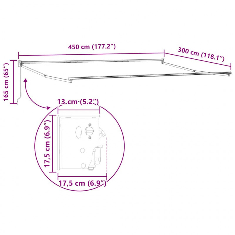 Zwijana markiza, pomarańcz i brąz, 4,5x3 m, tkanina i aluminium