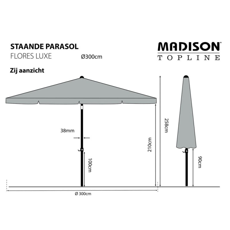 Madison Parasol ogrodowy Flores Luxe, 300 cm, okrągły, szałwiowy