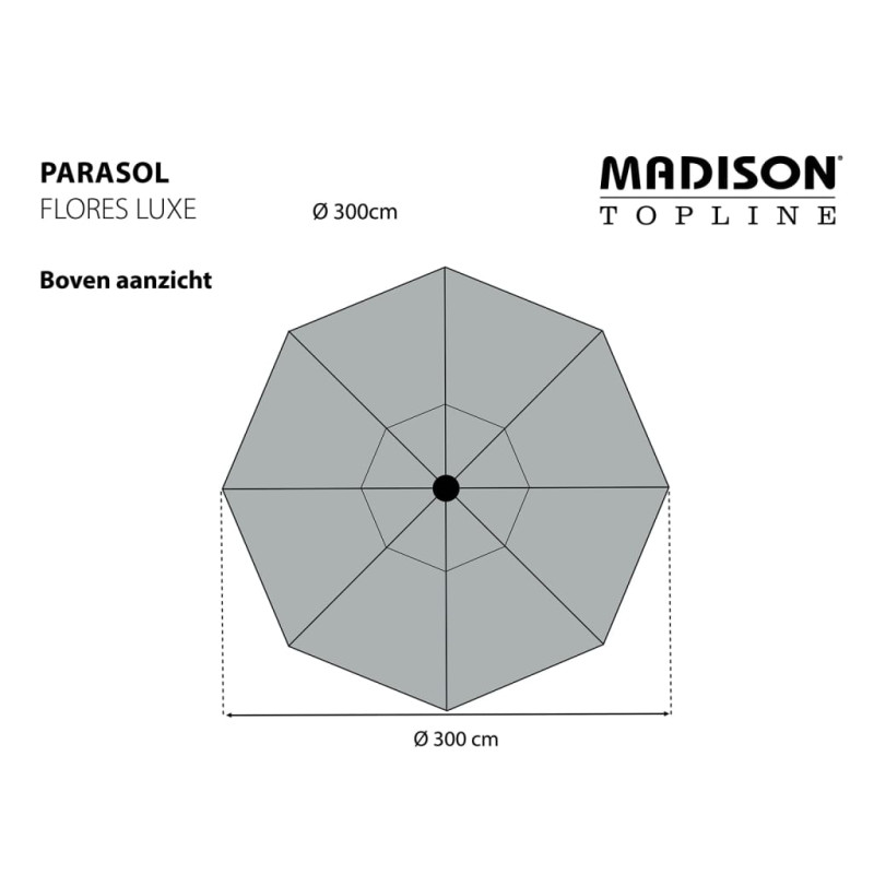 Madison Parasol ogrodowy Flores Luxe, 300 cm, okrągły, szałwiowy
