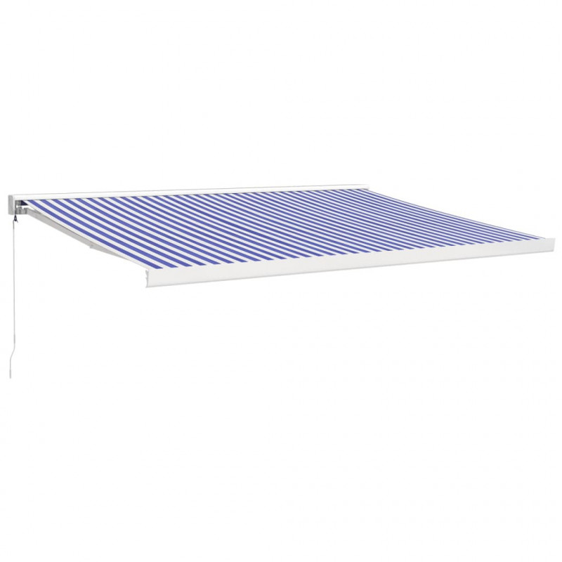 Zwijana markiza, niebiesko-biała, 4x3 m, tkanina i aluminium