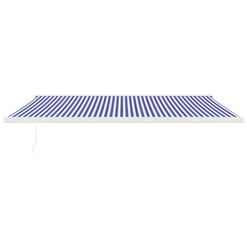 Zwijana markiza, niebiesko-biała, 5x3 m, tkanina i aluminium