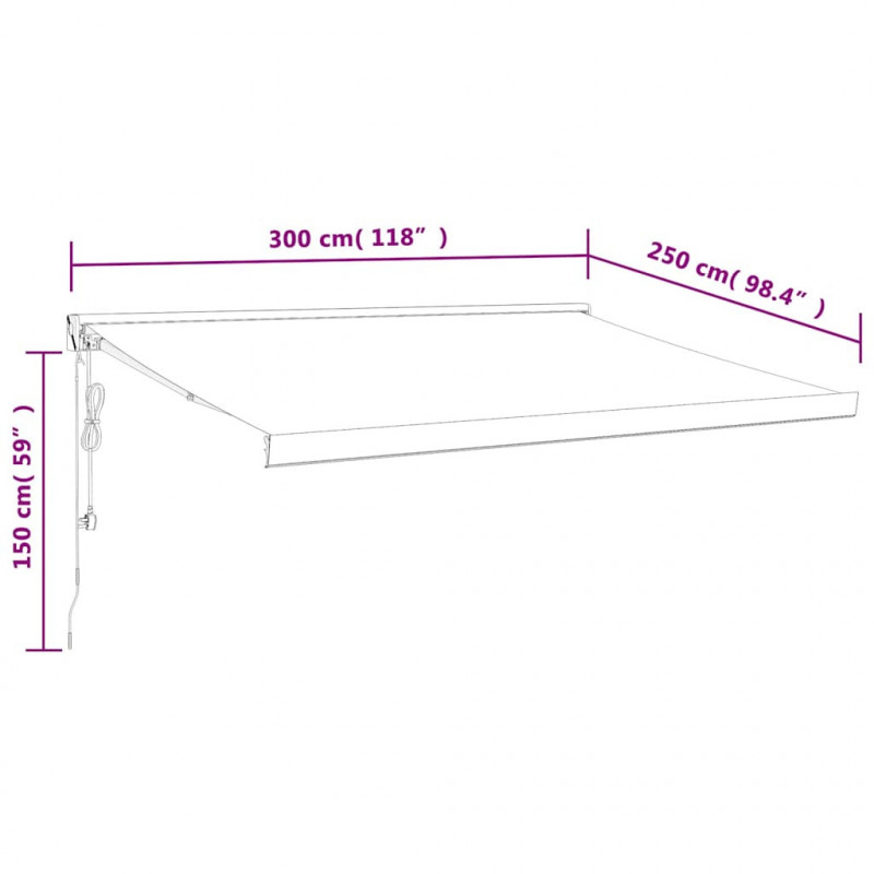 Zwijana markiza, żółto-biała, 3x2,5 m, tkanina i aluminium