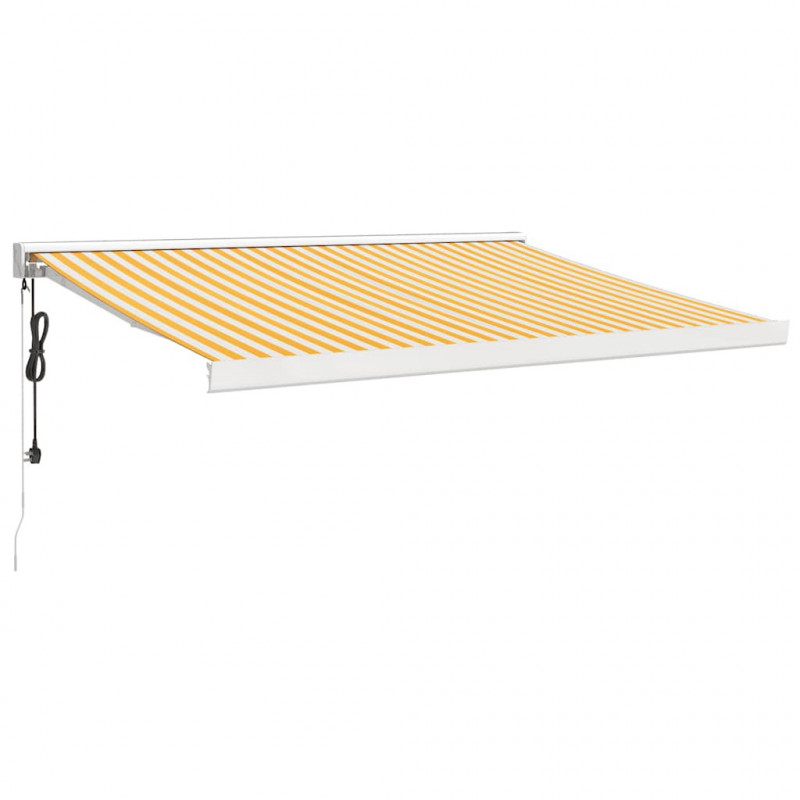 Zwijana markiza, żółto-biała, 3,5x2,5 m, tkanina i aluminium