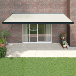 Zwijana markiza, kremowa, 5x3 m, tkanina i aluminium