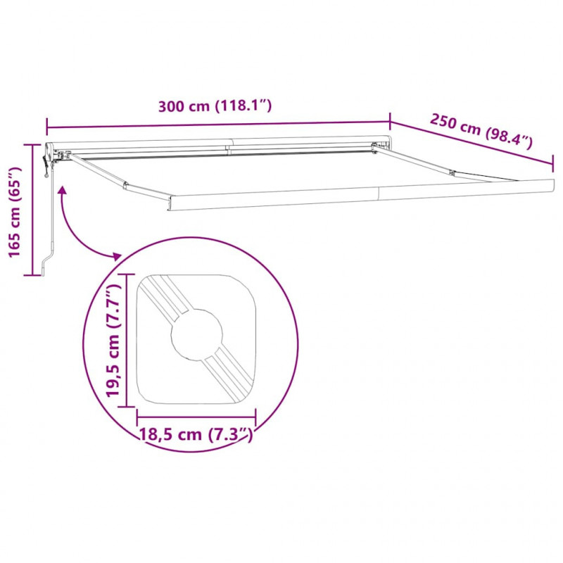 Zwijana markiza, pomarańcz i brąz, 3x2,5 m, tkanina i aluminium