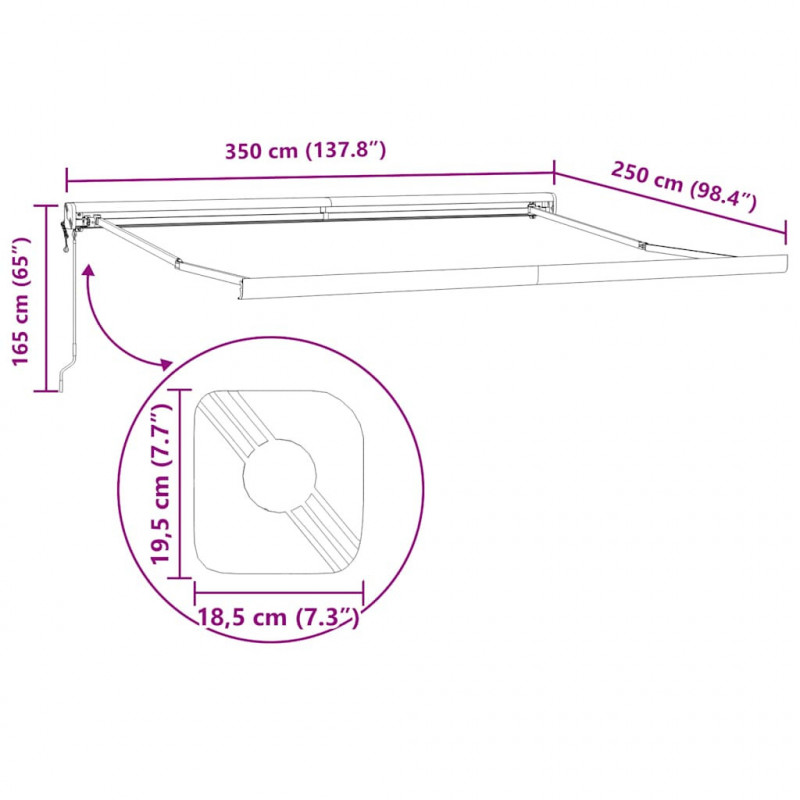 Zwijana markiza pomarańcz i brąz, 3,5x2,5 m tkanina i aluminium