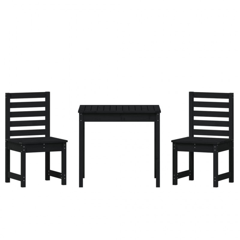 3-cz. zestaw ogrodowych mebli bistro, czarny, drewno sosnowe