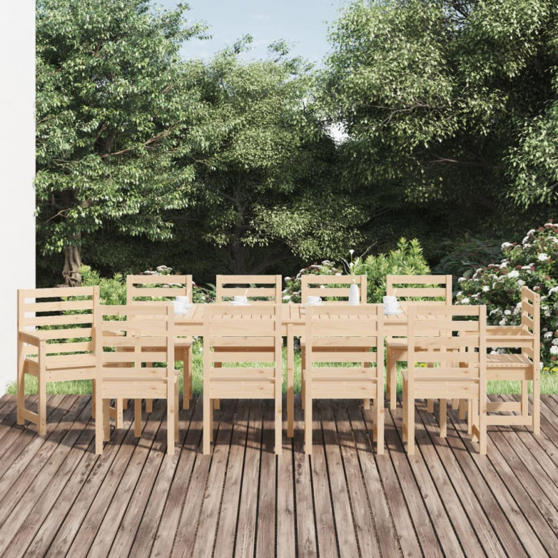11-cz. zestaw mebli ogrodowych, lite drewno sosnowe