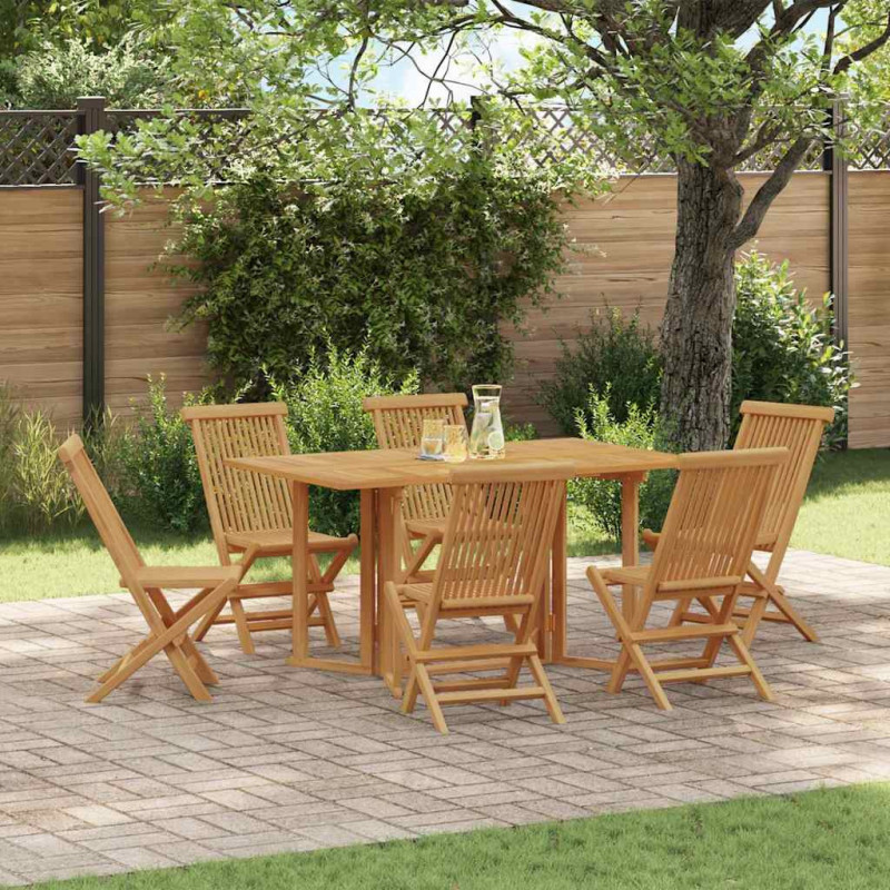 Zestaw do jadalni w ogrodzie 7 pcs Brązowy Lite drewno teakowe