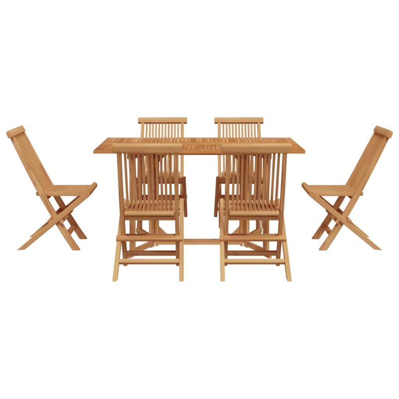 Zestaw do jadalni w ogrodzie 7 pcs Brązowy Lite drewno teakowe