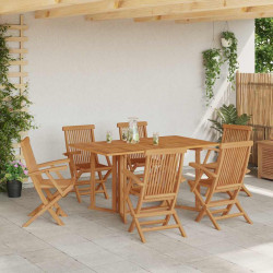 Zestaw do jadalni w ogrodzie 7 pcs Brązowy Lite drewno teakowe
