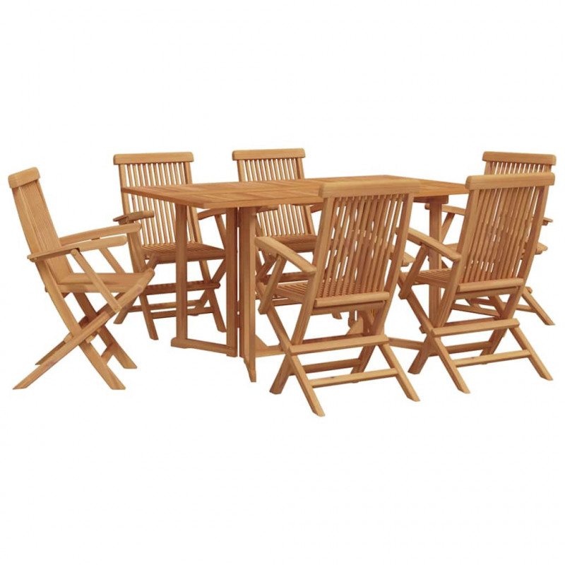 Zestaw do jadalni w ogrodzie 7 pcs Brązowy Lite drewno teakowe