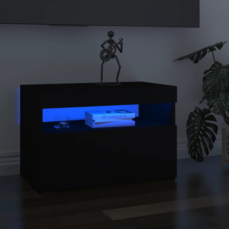 Szafka pod TV z oświetleniem LED, czarna, 60x35x40 cm