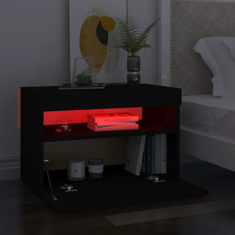 Szafka pod TV z oświetleniem LED, czarna, 60x35x40 cm