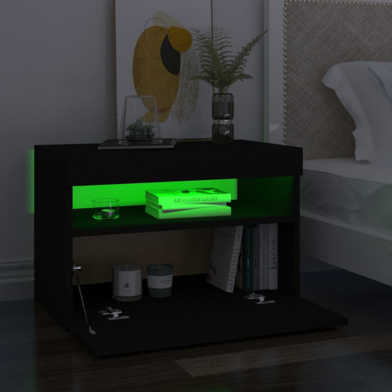 Szafka pod TV z oświetleniem LED, czarna, 60x35x40 cm