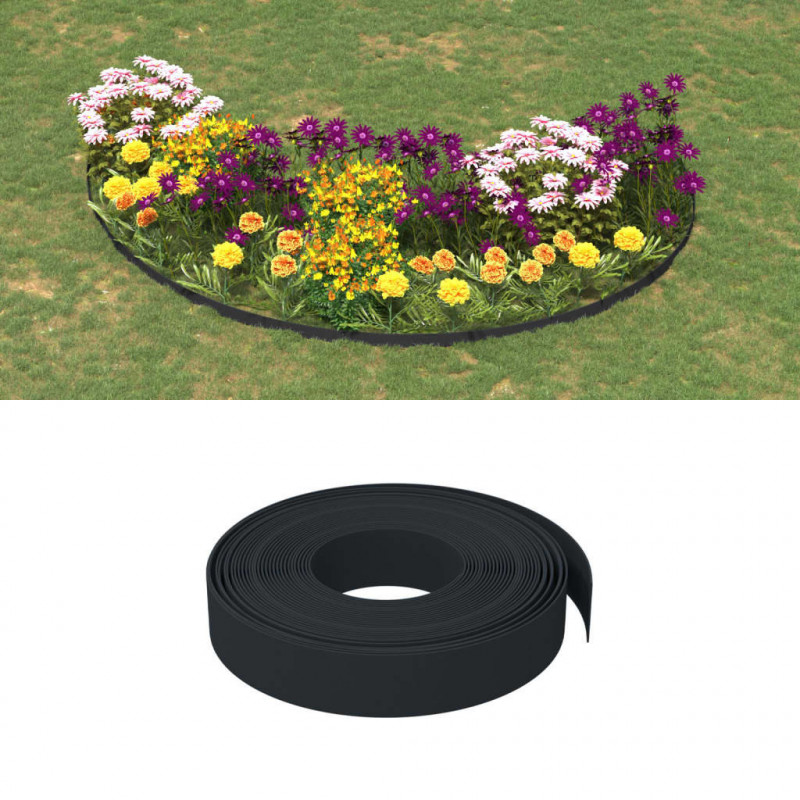 Obrzeża ogrodowe, 3 szt., czarne, 10 m, 10 cm, polietylen