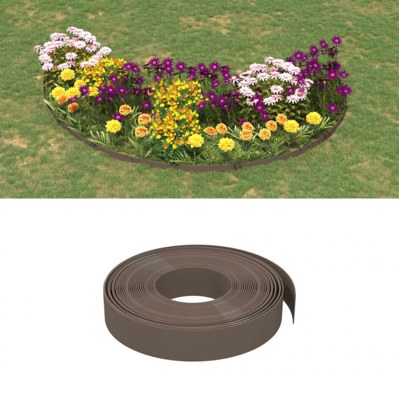 Obrzeża ogrodowe, 3 szt., brązowe, 10 m, 10 cm, polietylen