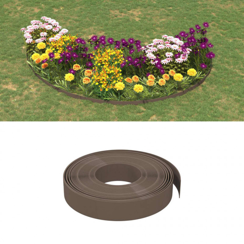 Obrzeża ogrodowe, 5 szt., brązowe, 10 m, 10 cm, polietylen
