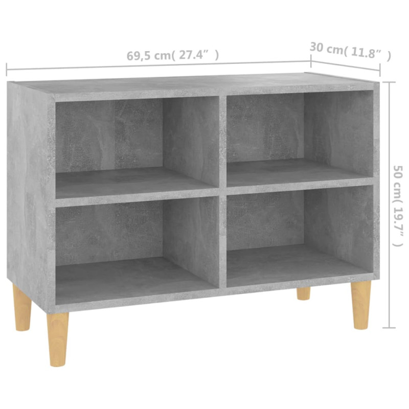 Szafka TV z drewnianymi nóżkami, szarość betonu, 69,5x30x50 cm