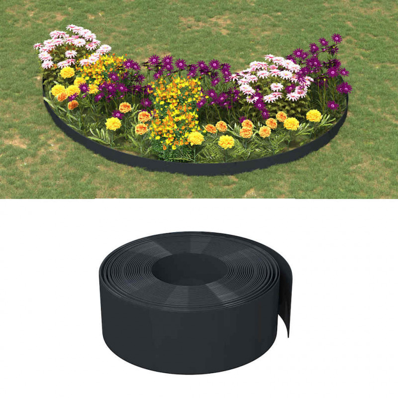 Obrzeża ogrodowe, 2 szt., czarne, 10 m, 20 cm, polietylen
