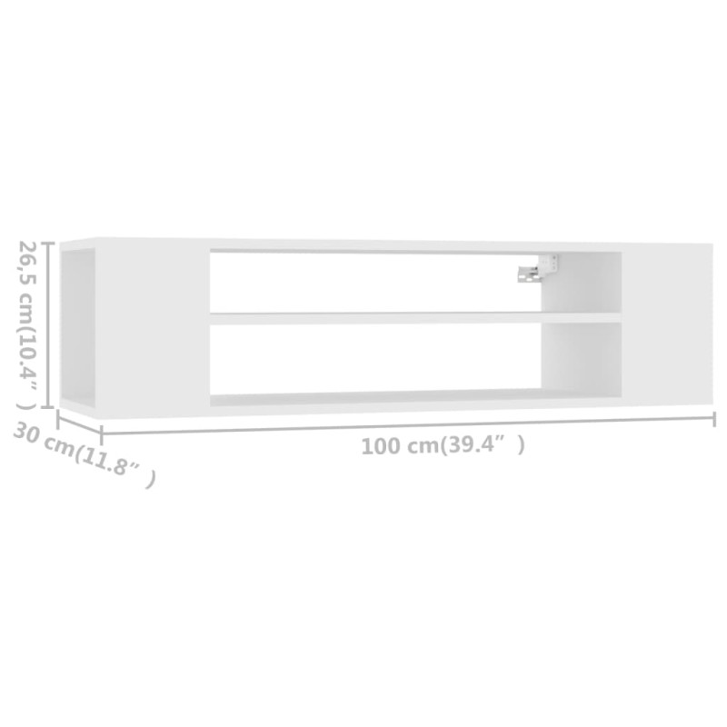 Wisząca szafka TV, biała 100x30x26,5 cm materiał drewnopochodny