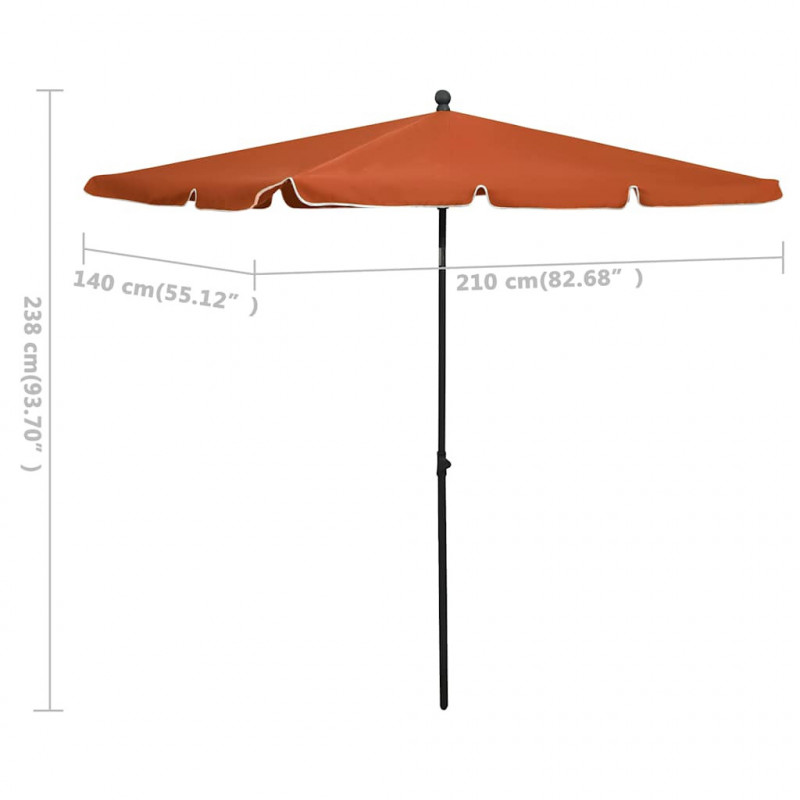 Parasol ogrodowy na słupku, 210x140 cm, terakota