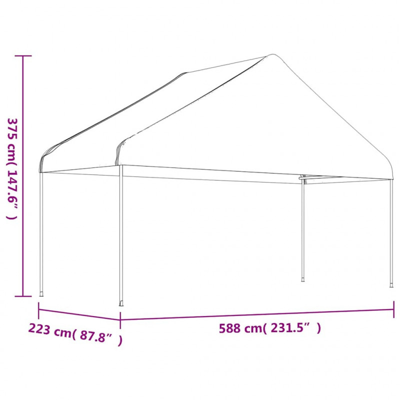 Namiot ogrodowy z dachem, biały, 4,46x5,88x3,75 m, polietylen
