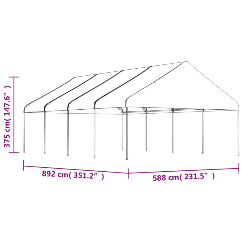 Namiot ogrodowy z dachem, biały, 8,92x5,88x3,75 m, polietylen
